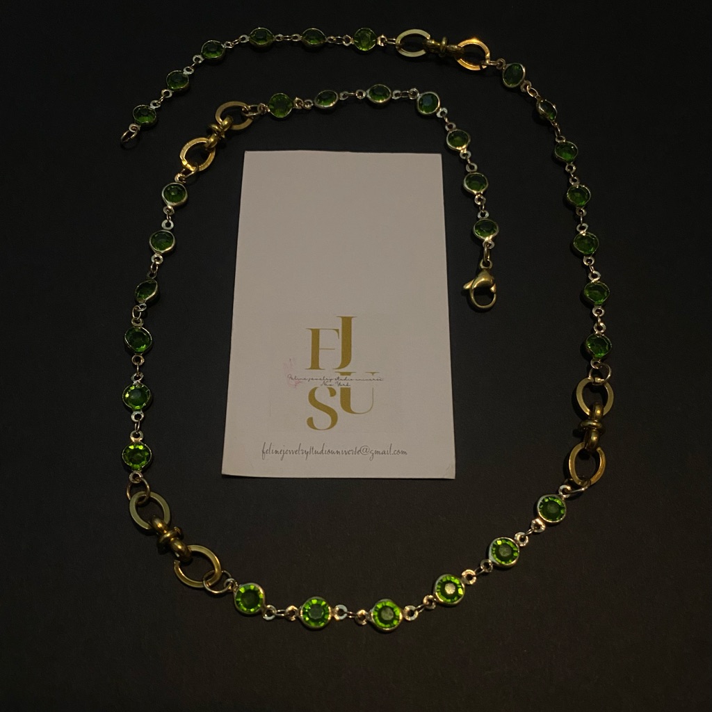 Handmade Luxurious Green Peridot With Gold Filled Necklace